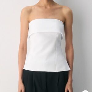 Aritzia White Strapless Fold-Over Top